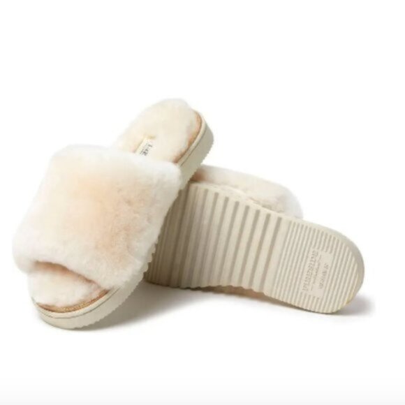 FIRESIDE BY DEARFOAMS Cairns Genuine Shearling Slipper Sandal 8M, NATURAL - Picture 1 of 9